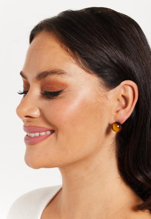 Liquorish Tigers Eye Spheres Earrings