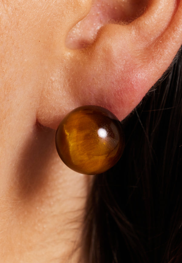Liquorish Tigers Eye Spheres Earrings
