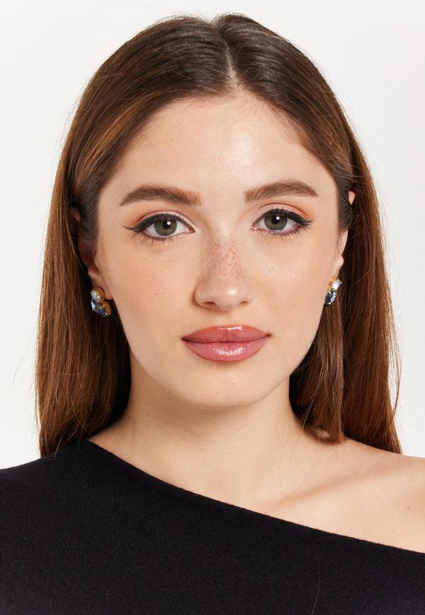 Liquorish Two Tone Stud Earrings In Sky Blue