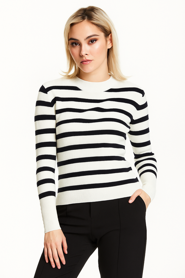 Liquorish White Black Stripe Jumper