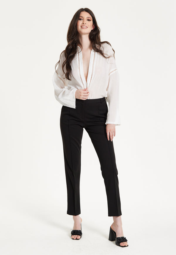 Liquorish White Sheer Relaxed Fit Shirt