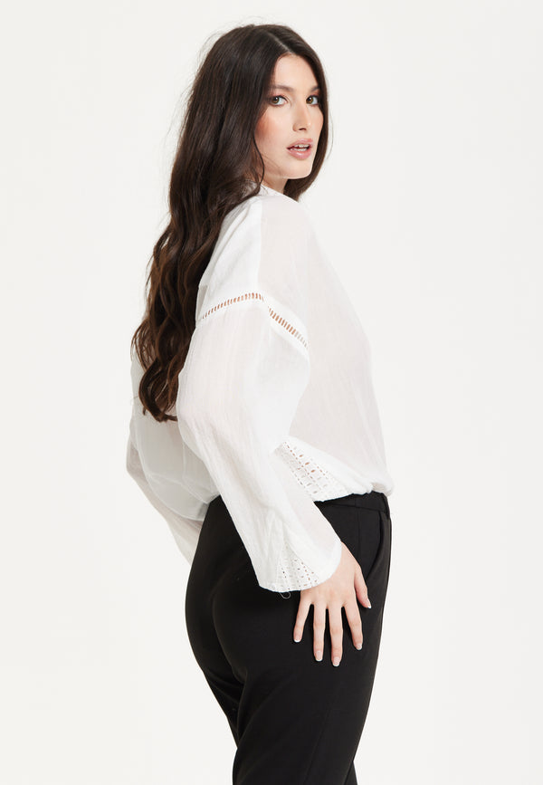 Liquorish White Sheer Relaxed Fit Shirt