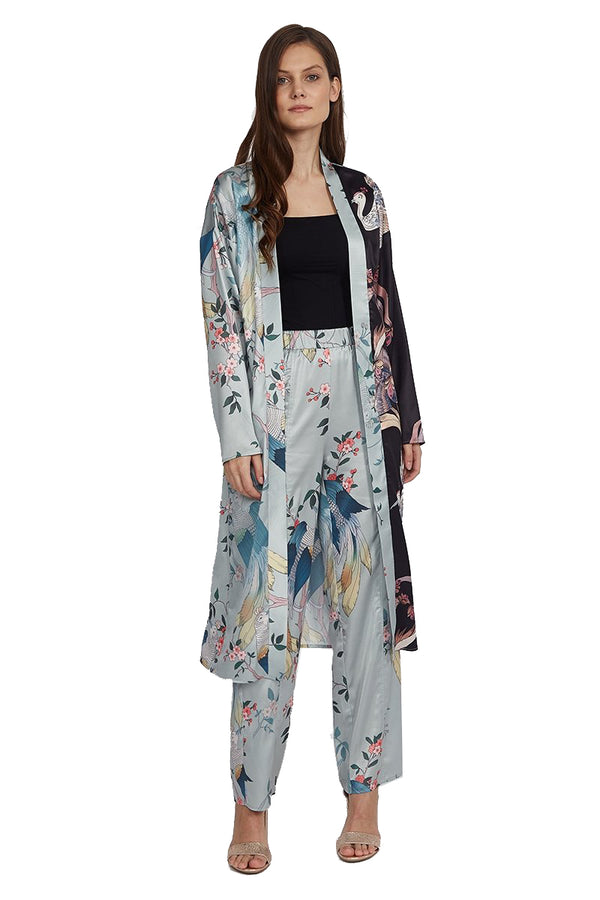 Liquorish Liquorish Wide Leg Trousers in Bird Print Co-Ord