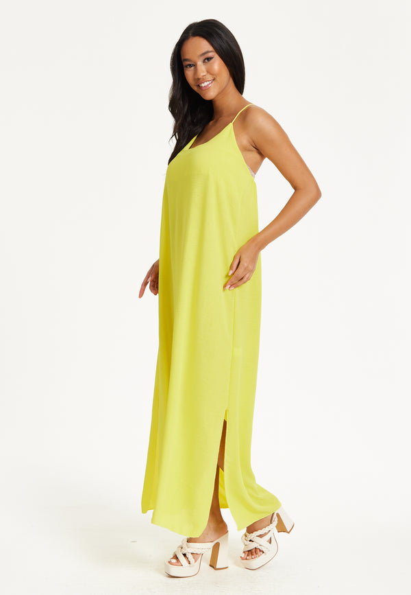 Liquorish Yellow Cross-Back Maxi Dress