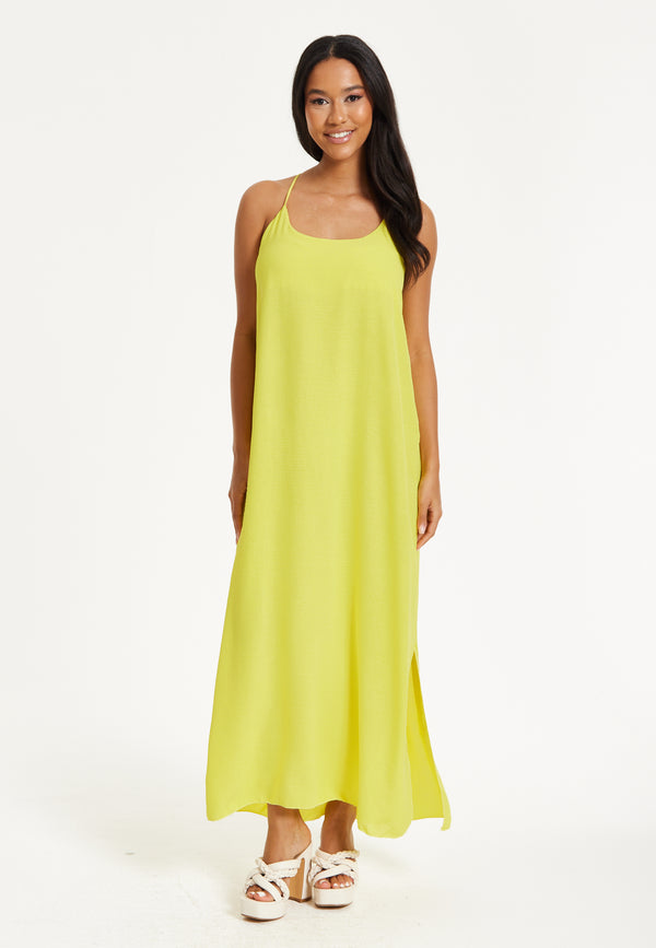 Liquorish Yellow Cross-Back Maxi Dress