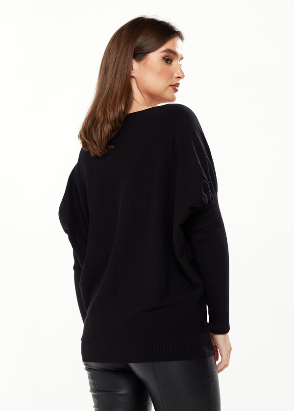 Liquorish Women's Black Long Sleeve Jumper With Sparkly Zebra Star - Divine Grace