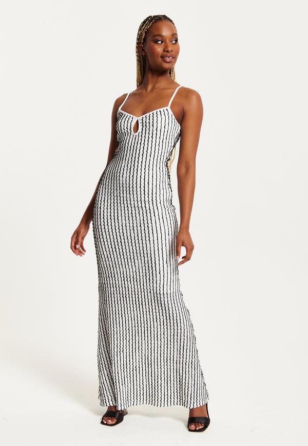 Liquorish Women's Maxi Dress In Black & White With Spaghetti Straps And Bodycon Fit - Liquorish