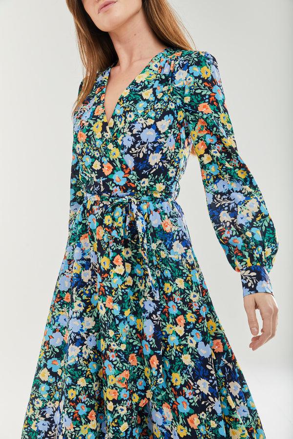 Liquorish Women's Midi Dress With Full-Length Sleeves In Multicolour Floral Print By Liquorish