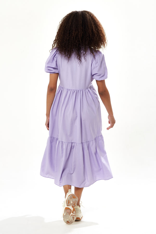 Liquorish Women's Midi Dress With Short Sleeves In Lilac - Divine Grace By Liquorish