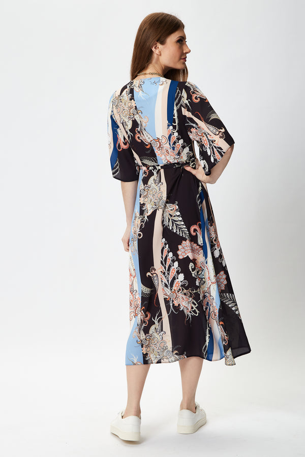 Liquorish Women's Midi Wrap Dress In Floral Print With Short Kimono Sleeves - Stylish Design To Elevate Your Wardrobe By Liquorish