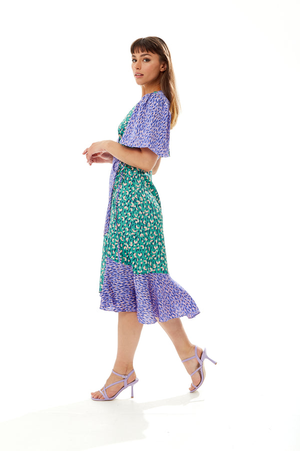 Liquorish Women’s Midi Wrap Dress In Vibrant Multi-Print With Short Sleeves – Stylish Design By Liquorish