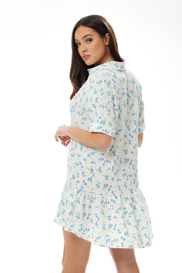 Liquorish Women's Mini Dress In White With Short Sleeves & Floral Print - Elegant Design By Liquorish