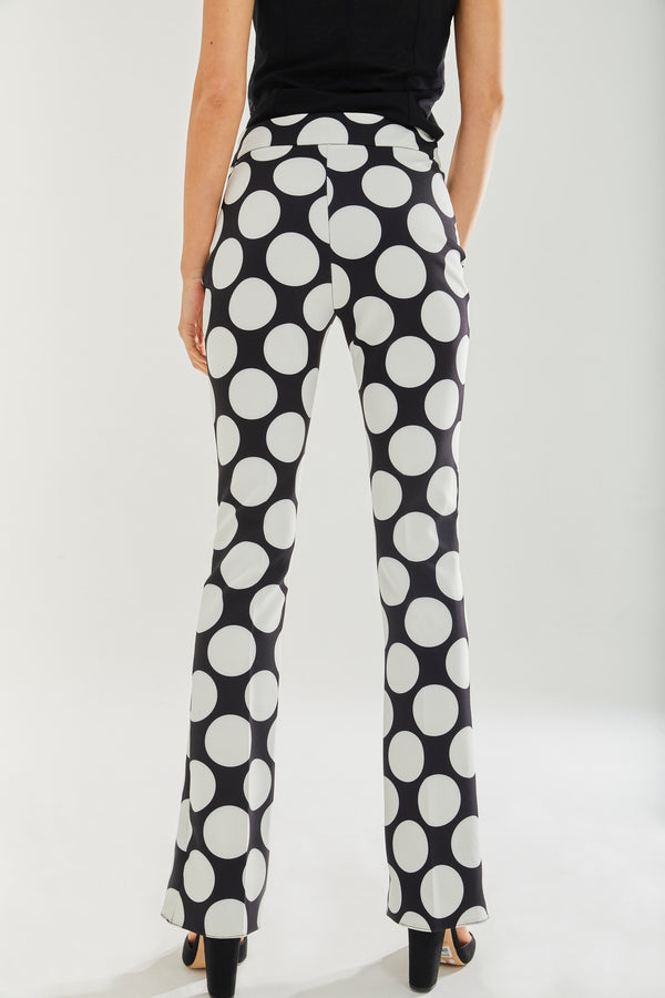 Liquorish Women's Oversized Black & White Polka Dot Wide Leg Trousers With Regular Fit And Comfortable Stretch
