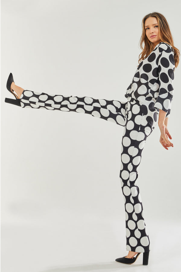 Liquorish Women’s Oversized Spot Wrap Blouse - Elegant 3/4 Sleeve Length Stylish Wrap Style Perfect For Any Occasion