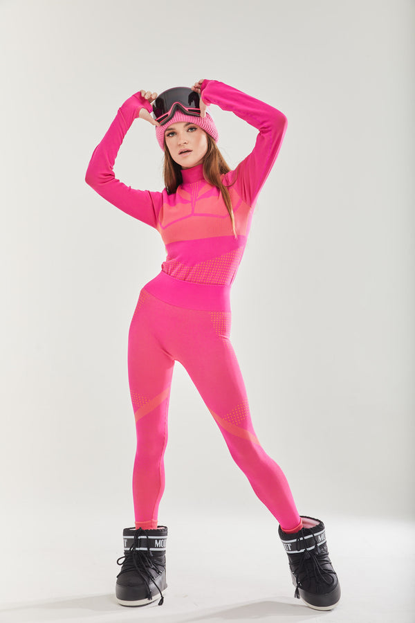 Liquorish Women's Ski Base Layer Seamless Tights In Fuchsia
