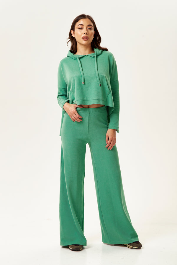 Liquorish Women's Trousers In Green With High Waisted Wide-Leg Style Perfect For Casual Days - Liquorish