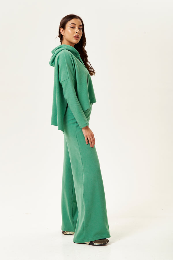 Liquorish Women's Trousers In Green With High Waisted Wide-Leg Style Perfect For Casual Days - Liquorish