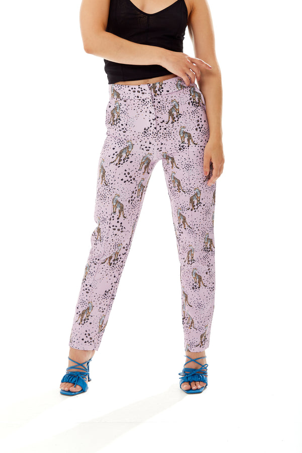 Liquorish Women's Trousers In Lilac Animal Print With Tailored Fit & Straight Legs Co-ord Set By Liquorish