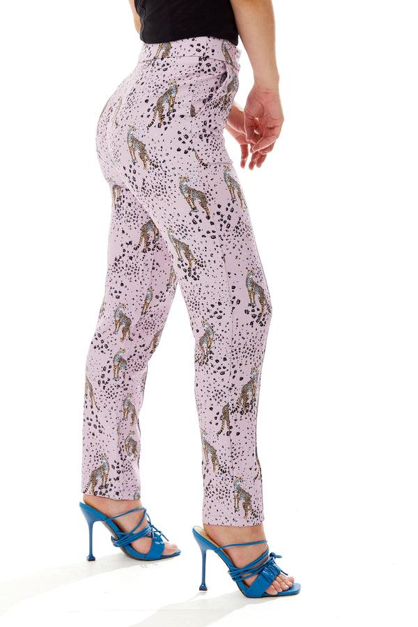 Liquorish Women's Trousers In Lilac Animal Print With Tailored Fit & Straight Legs Co-ord Set By Liquorish