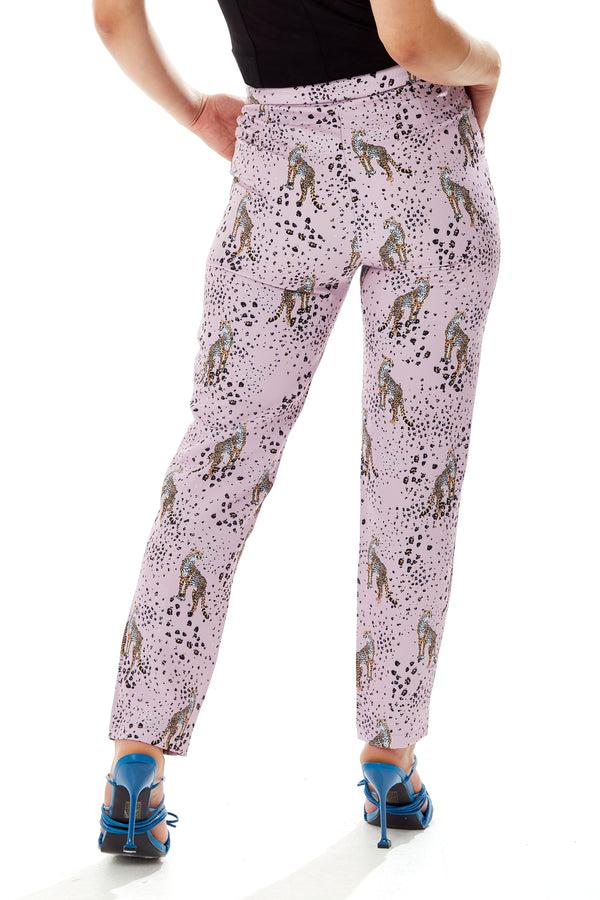 Liquorish Women's Trousers In Lilac Animal Print With Tailored Fit & Straight Legs Co-ord Set By Liquorish