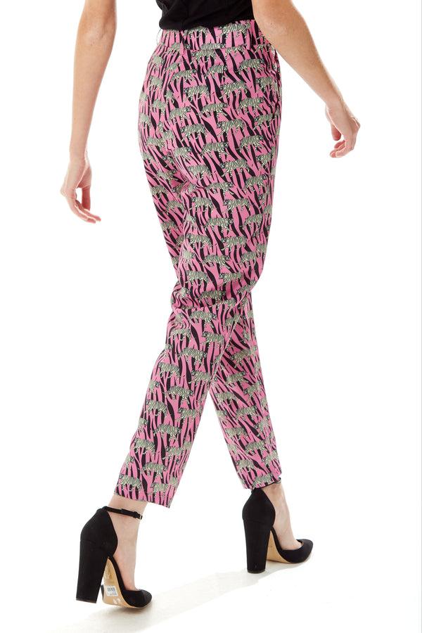 Liquorish Women's Trousers In Purple With Straight Leg And Animal Print Design - Tailored Fit By Liquorish