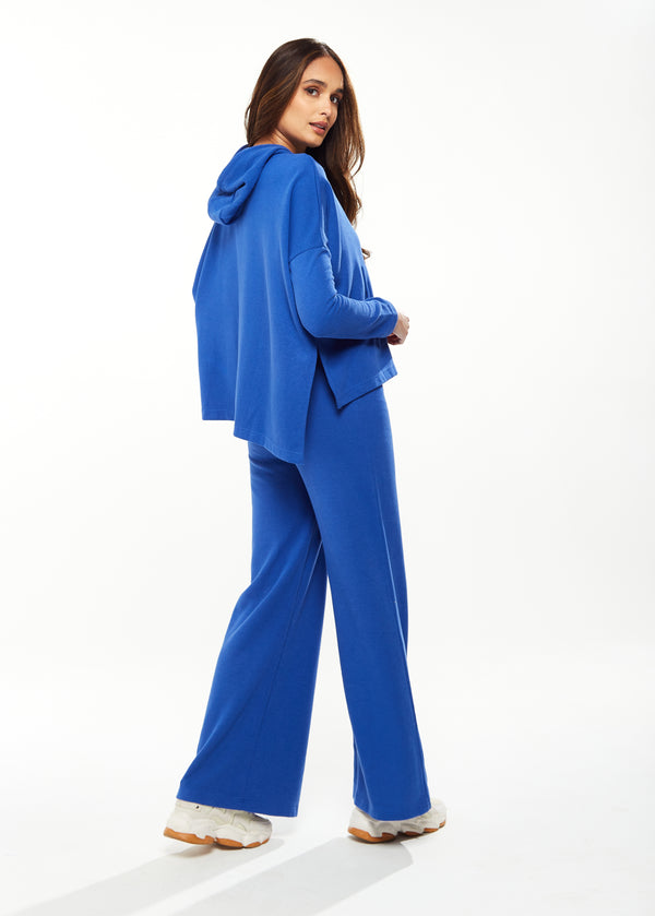 Liquorish Women's Trousers in Royal Blue Wide-Leg Shape Regular Fit Elasticated Waist - Liquorish