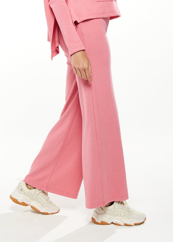 Liquorish Women's Wide Leg Tracksuit In Pink - Casual Comfort With Elasticated Waist For Gym Or Relaxed Days