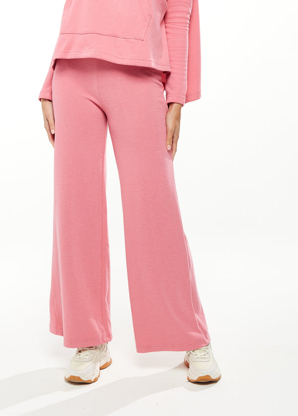 Liquorish Women's Wide Leg Tracksuit in Pink - Casual Comfort with Elasticated Waist for Gym or Relaxed Days