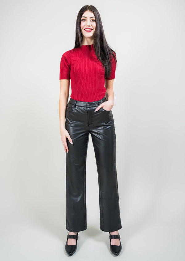 lisette l ARDEN PLEATHER 30" Straight Leg Five Pocket Jean BLACK