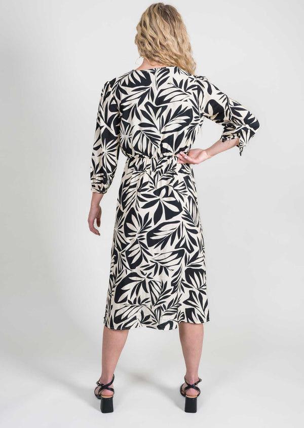 Lisette L Black/Natural L/S Midi Dress Black/natural