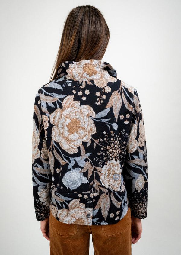Lisette L BLACK/TAN WIRE COLLAR BUTTON DETAIL DOT JACKET BLK/TAN