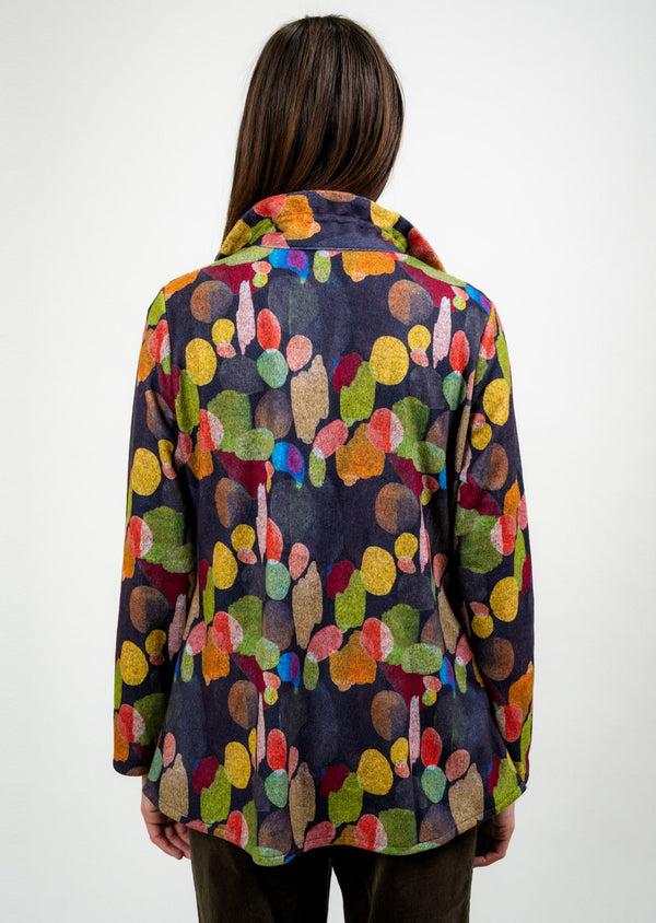 Lisette L BUTTON FRONT A-LINE JACKET BLACK MULTI DOT