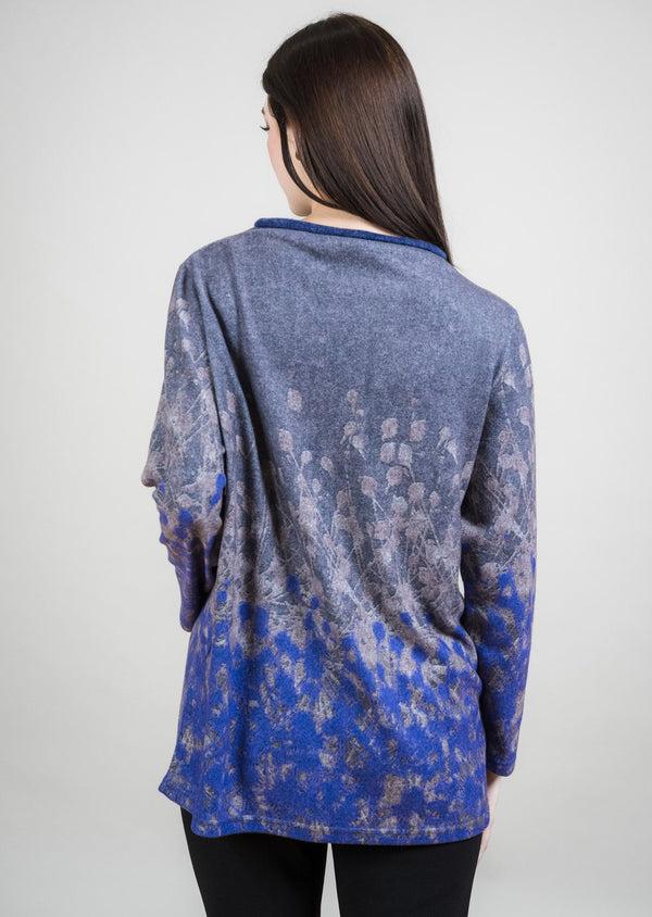 Lisette L CONTRAST BANDED PRINTED FUNNEL NECK SWEATER Choose An Option