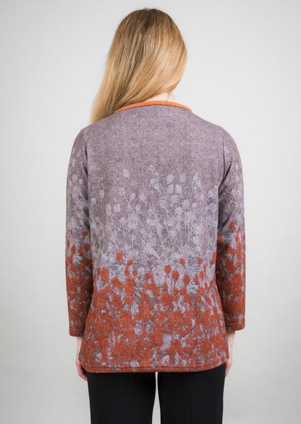 Lisette L CONTRAST BANDED PRINTED FUNNEL NECK SWEATER Choose An Option