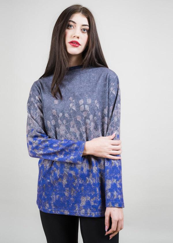 lisette l CONTRAST BANDED PRINTED FUNNEL NECK SWEATER Choose an option