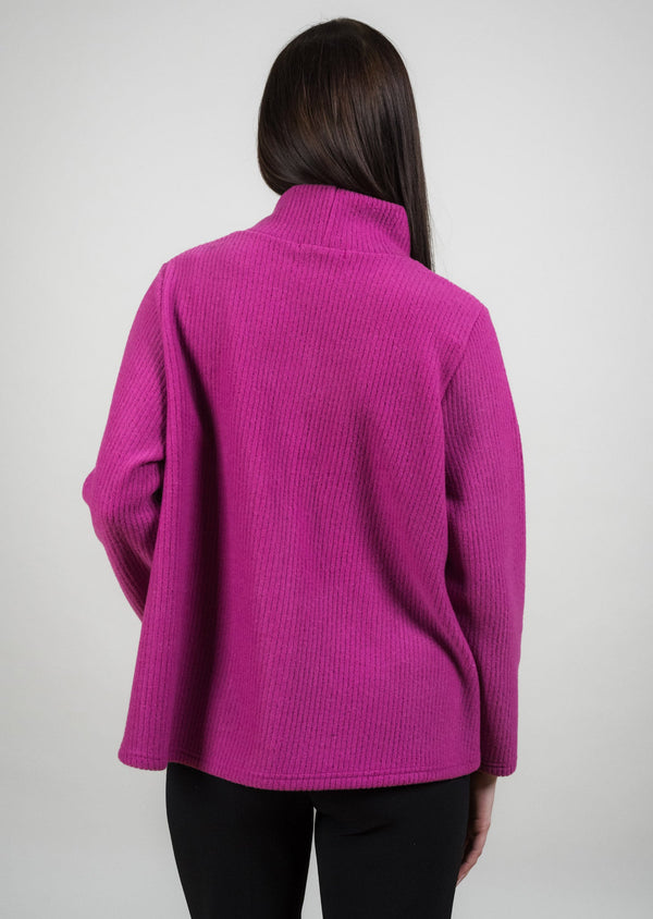 Lisette L COWL NECK WITH POCKET AND RIC-RAC STITCH DETAIL FUSCHIA