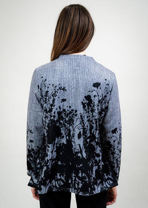 Lisette L GREY/BLACK PRINT ONE BUTTON CARDIGAN GREY/BLACK