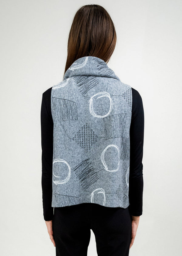 Lisette L LIGHT GREY SHORT POUFF COLLAR VEST WITH DRAWSTRING LT. GREY