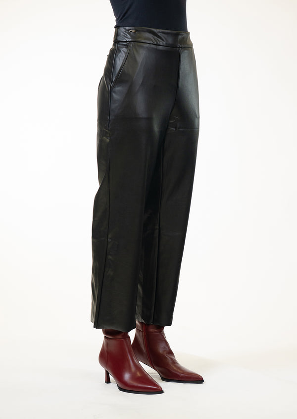 Lisette L ARDEN PLEATHER 25" Wide Crop Pant BLACK