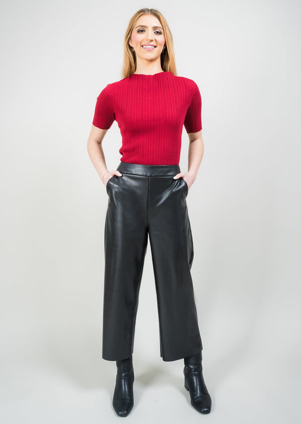 lisette l ARDEN PLEATHER 25" Wide Crop Pant BLACK