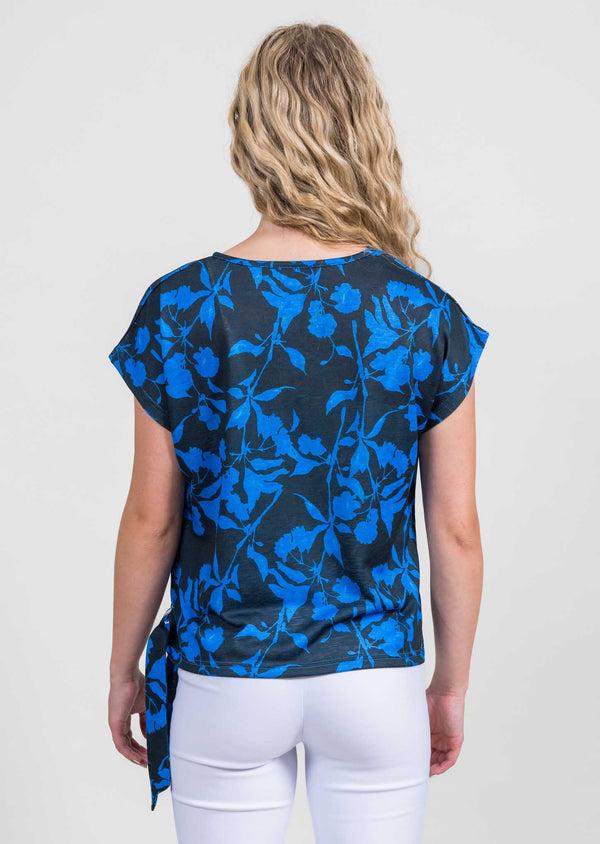 Lisette L Blue/Black Side Tie Tee BLUE/BLACK