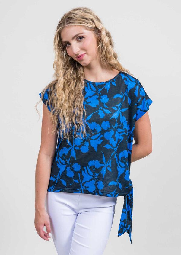 lisette l Blue/Black Side Tie Tee BLUE/BLACK