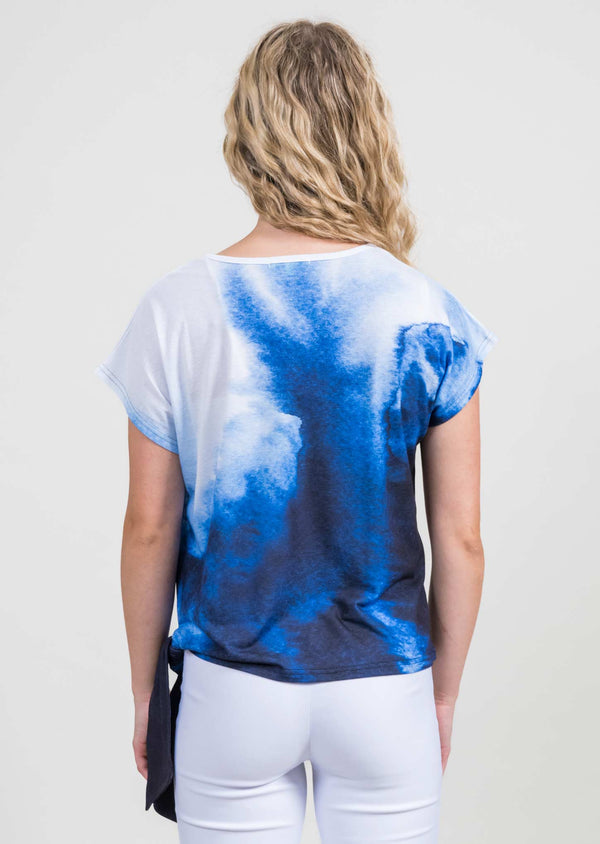 Lisette L Blue/White Side Tie Tee BLUE/WHITE