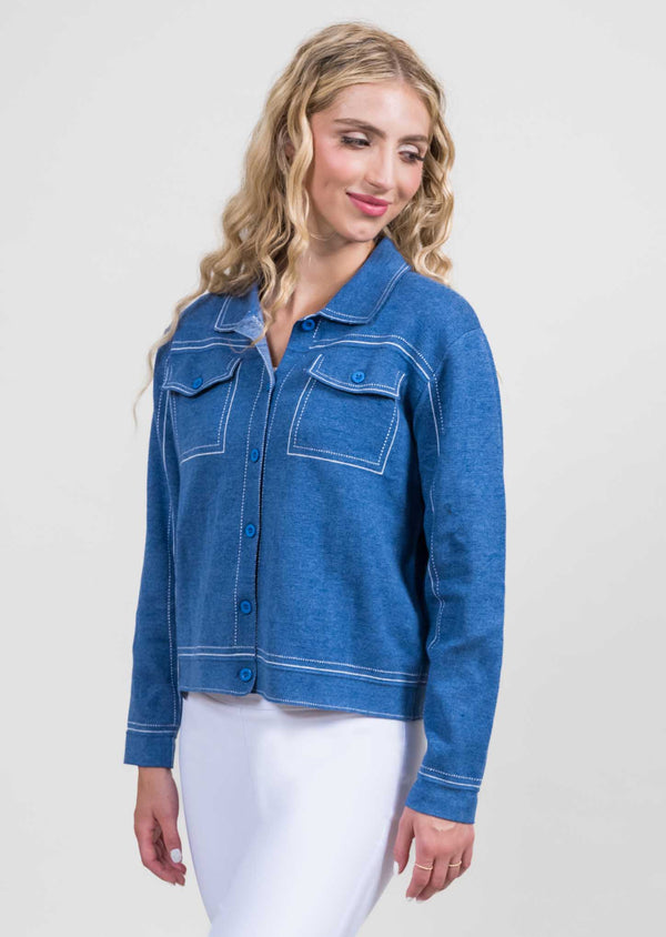 lisette l Denim Pocket Sweater Cardigan BLUE