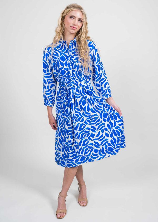 lisette l L/S Midi Dress BLUE/WHITE
