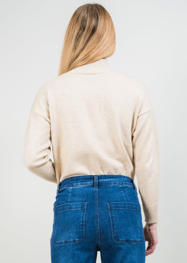 Lisette L Marielle Novelty Stitch Mockneck BEIGE