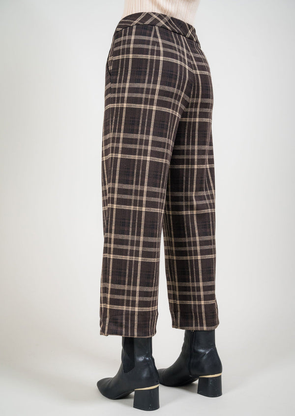 Lisette L Mocha Plaid 25" Wide Crop Pant CHOCOLATE