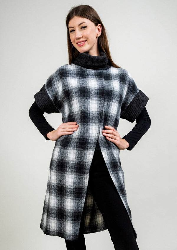 lisette l PLAID SLIT FRONT TOPPER Choose an option