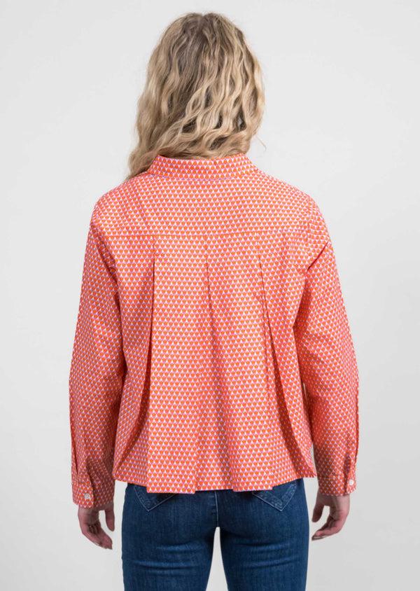 Lisette L Pleated Orange Woven Ladies Shirt ORANGE