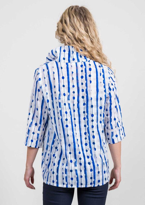 Lisette L Side Print Wire Neck Jacket BLUE